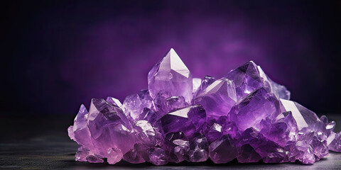 amethyst gemstone against purple background, generative ai illustration