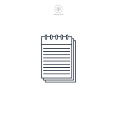 Notepad icon, A clean and practical vector illustration of a notepad, representing note-taking, ideas, and reminders.