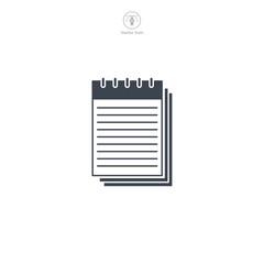 Notepad icon, A clean and practical vector illustration of a notepad, representing note-taking, ideas, and reminders.