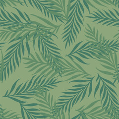 Vector seamless tropical pattern with palm leaves. Vector pattern of tropical plants.
