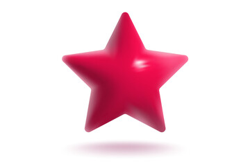 Vector icon of realistic red star. Achievements for games or customer rating feedback of website. Vector illustration of star in realistic 3d style.