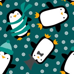 Christmas animals seamless penguin pattern for wrapping paper and fabrics and linens and kids clothes print