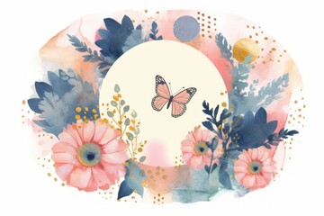 Baby Shower Card on White Background (Featuring Pink) (Generative AI)