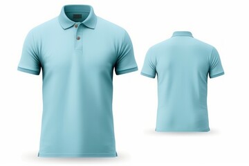Blue Polo T-Shirt Mock-up (Front and Back View) Isolated (Generative AI)