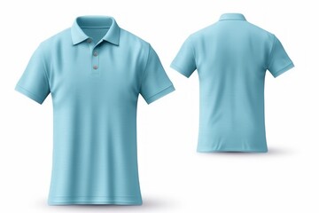 Blue Polo T-Shirt Mock-up (Front and Back View) Isolated (Generative AI)