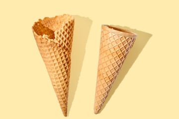 ice cream cone isolated on yellow background