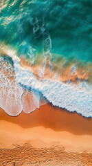 Fototapeta na wymiar Aerial view of wave rolling in on beach