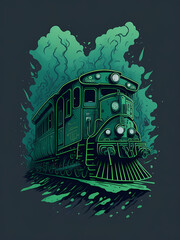 generative ai, A Detailed Illustration of a Train Magic T-Shirt