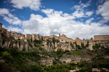 Fototapeta na wymiar Panoramic view of the old town of the unesco world heritage city of Cuenca, Spain over the rock and from the national parador