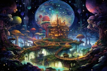 Magical fantasy Intricate Landscape with Detailed Background (Generative AI)