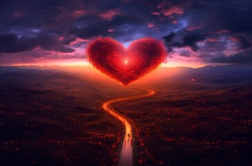 Searching for love concept, heart shaped cloud, generative ai