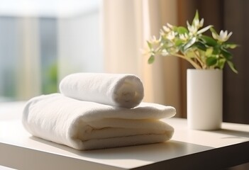 Obraz na płótnie Canvas Clean fresh towels, generative ai