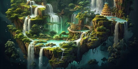 Enchanted Cascades: A Surreal Journey in Hyperdetailed Splendor  Generative AI Digital Illustration Part#100623