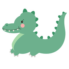 Cute crocodile, alligator, croc. Wild animal vector illustration