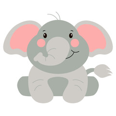 Cute elephant. Wild animal vector illustration