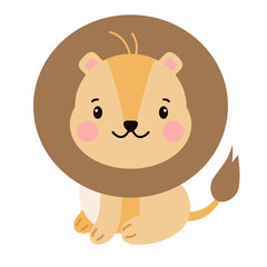 Cute lion. Wild animal vector illustration
