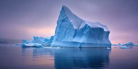 Fototapeta na wymiar frigid Arctic Ocean, a massive iceberg floats majestically, its icy blue contours contrasting with the dark water Generative AI Digital Illustration Part#110623
