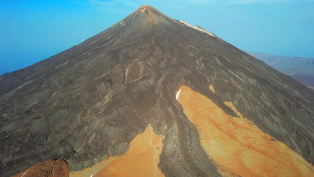Aerial fly over view above the heart of Teide natural Park in Tenerife - La Ruleta - Canary Islands - Spain	