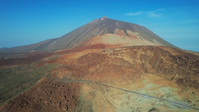 Aerial fly over view above the heart of Teide natural Park in Tenerife - La Ruleta - Canary Islands - Spain	