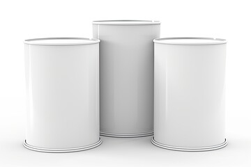 Blank paint cans in a set, isolated on white Generative AI