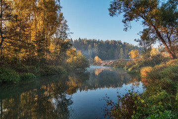 river in sunrise light