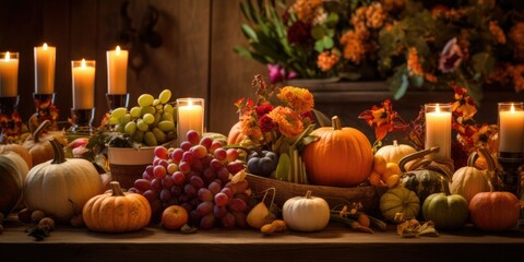 Obraz na płótnie Canvas A Rustic Harvest - Explore the rich abundance of an autumn harvest in a countryside setting Generative AI Digital Illustration Part#110623