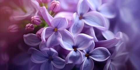 Naklejka na ściany i meble Whispers of Spring - A macro shot of a lilac blossom in full bloom Generative AI Digital Illustration Part#110623