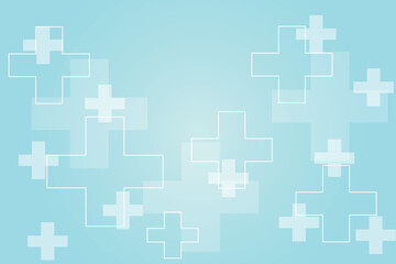 Medical crosses on blue background. Banner for design