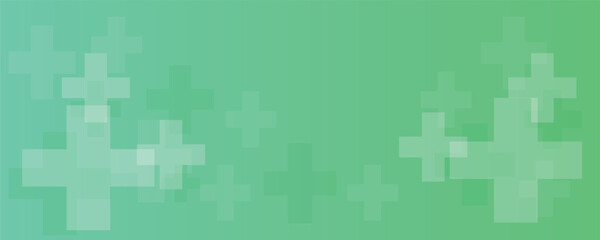 Medical crosses on green background. Banner for design