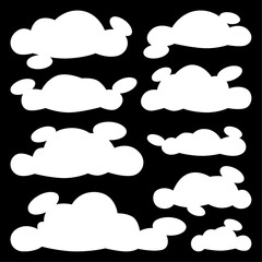 Vector Collection Set of Cloud Silhouettes 