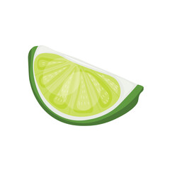 Slice of lime on white background