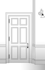 漫画風ペン画イラスト　西洋風_室内