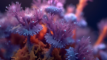 Marine Life Close-up: Macro Photography of Colorful Reef in Water