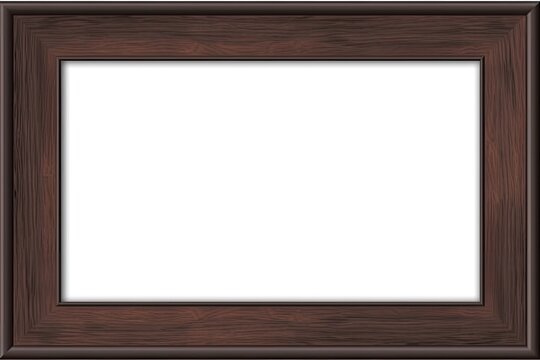 dark brown wood desktop photo frame for home decor, isolated on white background, close-up blank simple wooden picture frame Generative AI