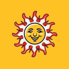 Funny Sun smiley cartoon Illustration vector