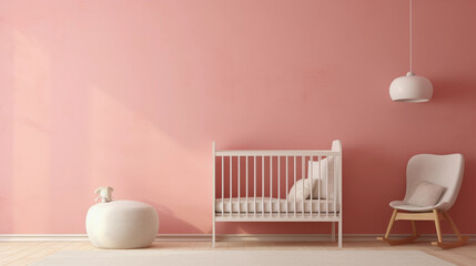 Modern Nursery with Blank Walls for Photo, Wall and Painting Art and Decoration