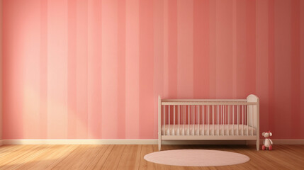 Nursery with Blank Wall for Photo, Wall and Painting Art and Decoration
