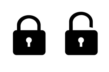 Padlock illustration vector for web or mobile design. Locked and unlocked padlock. Isolated on white.