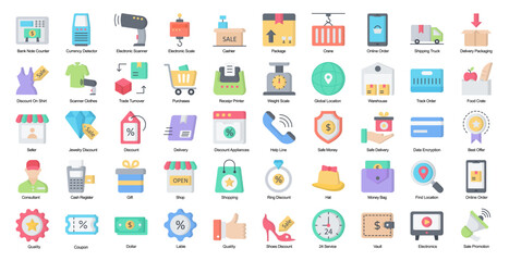 Fair Trade Flat Iconset Food Service Filled Color Icon Bundle