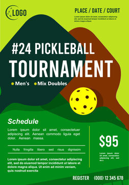 Premium And Attractive Editable Vector File Of Pickleball Competition Poster Best For Your Digital Design And Print Mockup