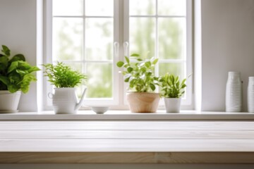 White wooden surface on a kitchen for product presentation 