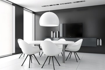 mock-up of a television in a dining room; Generative AI