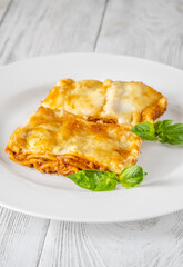 Portion of lasagna