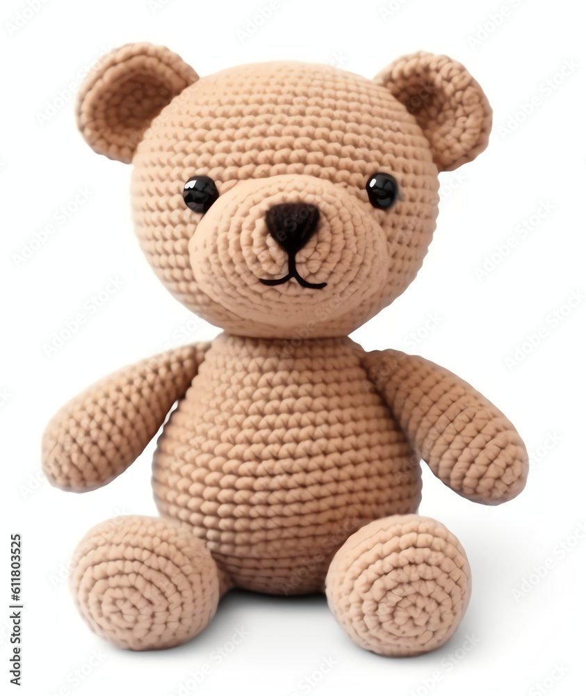 Wall mural a cute amigurumi crocheted teddy bear