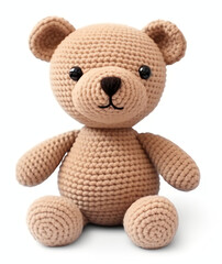 A cute amigurumi crocheted teddy bear
