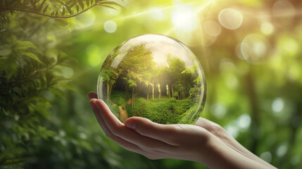 hands holding a green globe, environment, globe, save the planet
