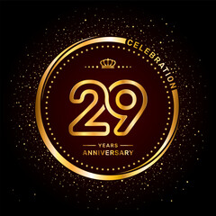 29 year anniversary logo with double line number style and gold color ring, logo vector template