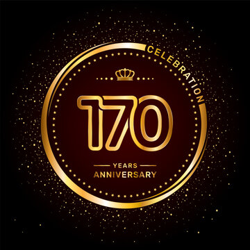 170 year anniversary logo with double line number style and gold color ring, logo vector template