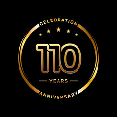 110th anniversary logo with double line number style and gold color ring, logo vector template