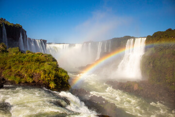 View of the Iguazu Falls, border between Brazil and Argentina. located in the Iguaçu National Park, a UNESCO World Heritage Site.
